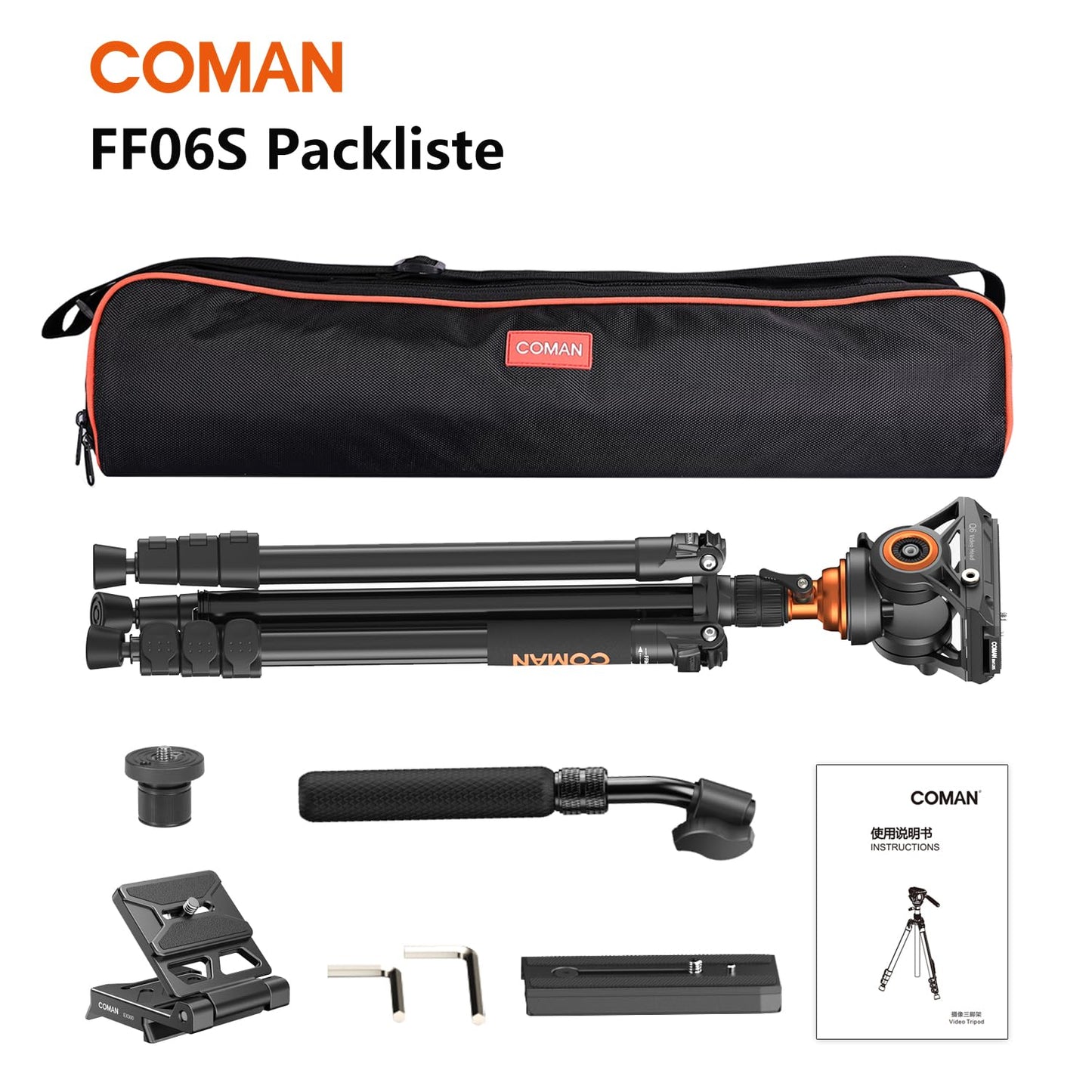 Cámara Profesional trípode de vídeo Monopode, Cabeza fluida de 72 Pulgadas, Placa QR Compatible con la Cámara SLR dji RS Gimbal manfrotto Canon Nikon para 17,6 Libra
