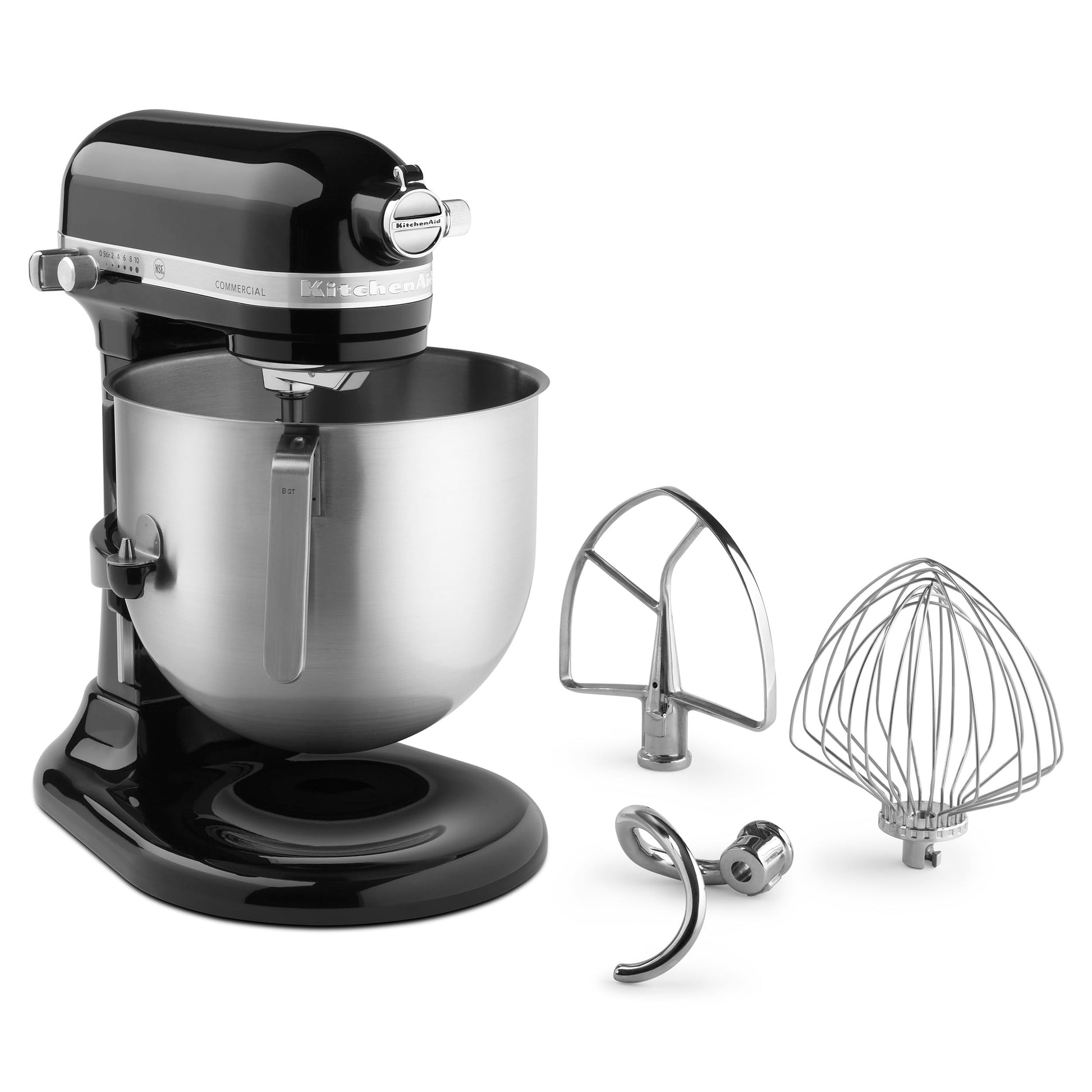 KitchenAid Mezclador de soporte de 8 cuartos con elevación de tazón, sin protector de taza, Negro ónice, 7.5 l