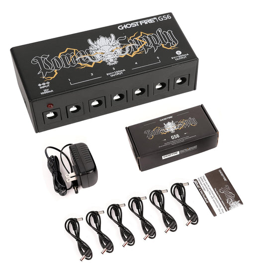 GHOSTFIRE GS6 - Fuente de alimentación compacta y negra para pedal de guitarra de alta corriente 9V/1000mA para pedales de efecto 9V/12V/18V