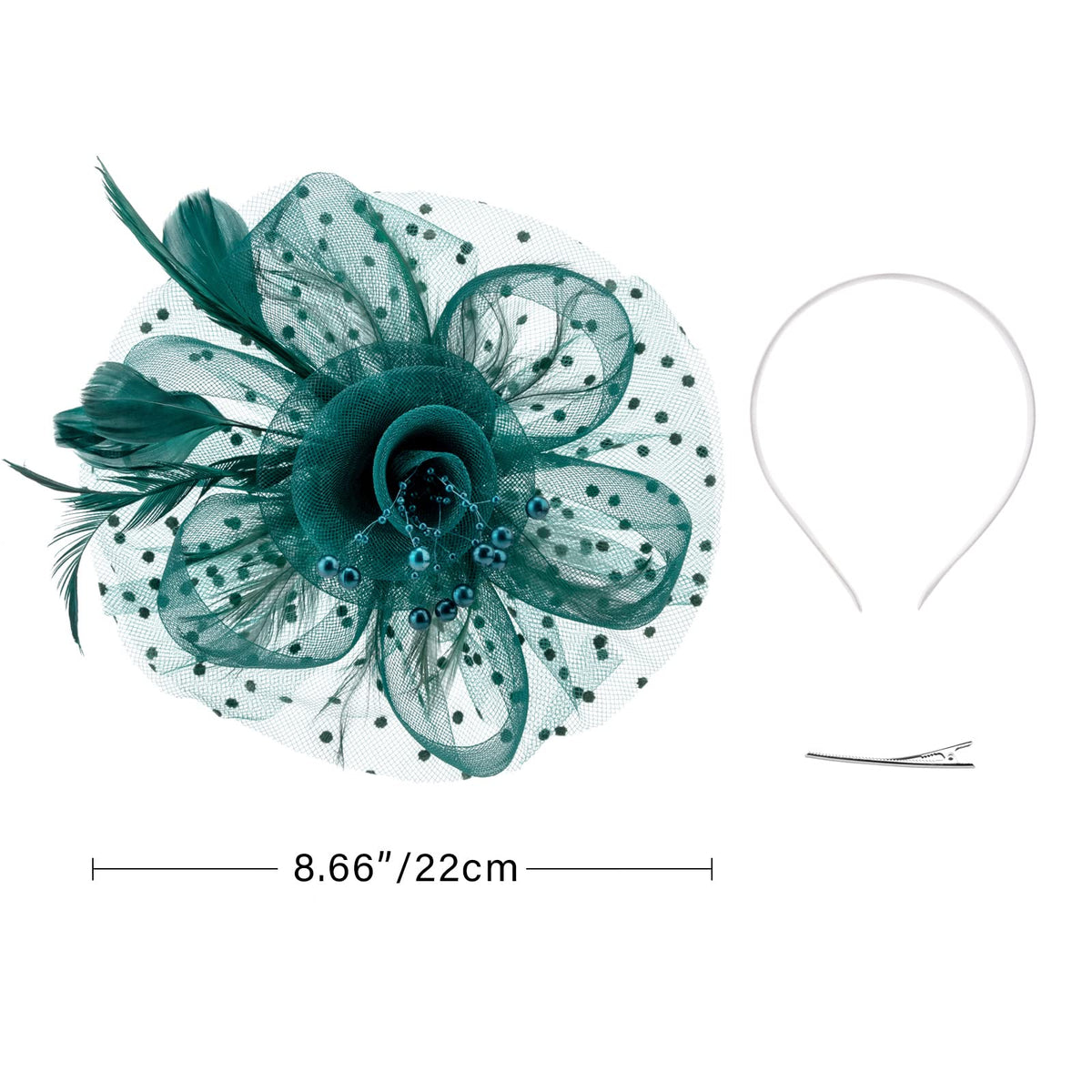 DRESHOW Fascinators Sombrero Tocados De Pinza para El Pelo Cabeza De Mujer Novia para Fiesta Boda Moderno con Pluma Royal Ascot para Niñas y Mujeres