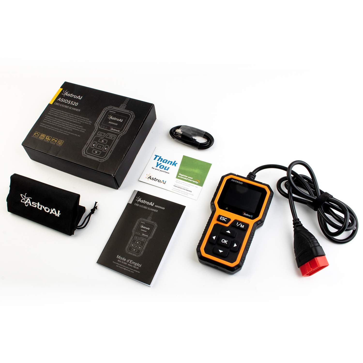 AstroAI OBD2 ASIOS520 Escáner Automotriz Professional, Lector de Códigos Universal, Scaner para Auto Herramienta de Diagnóstico con Pantalla de Color