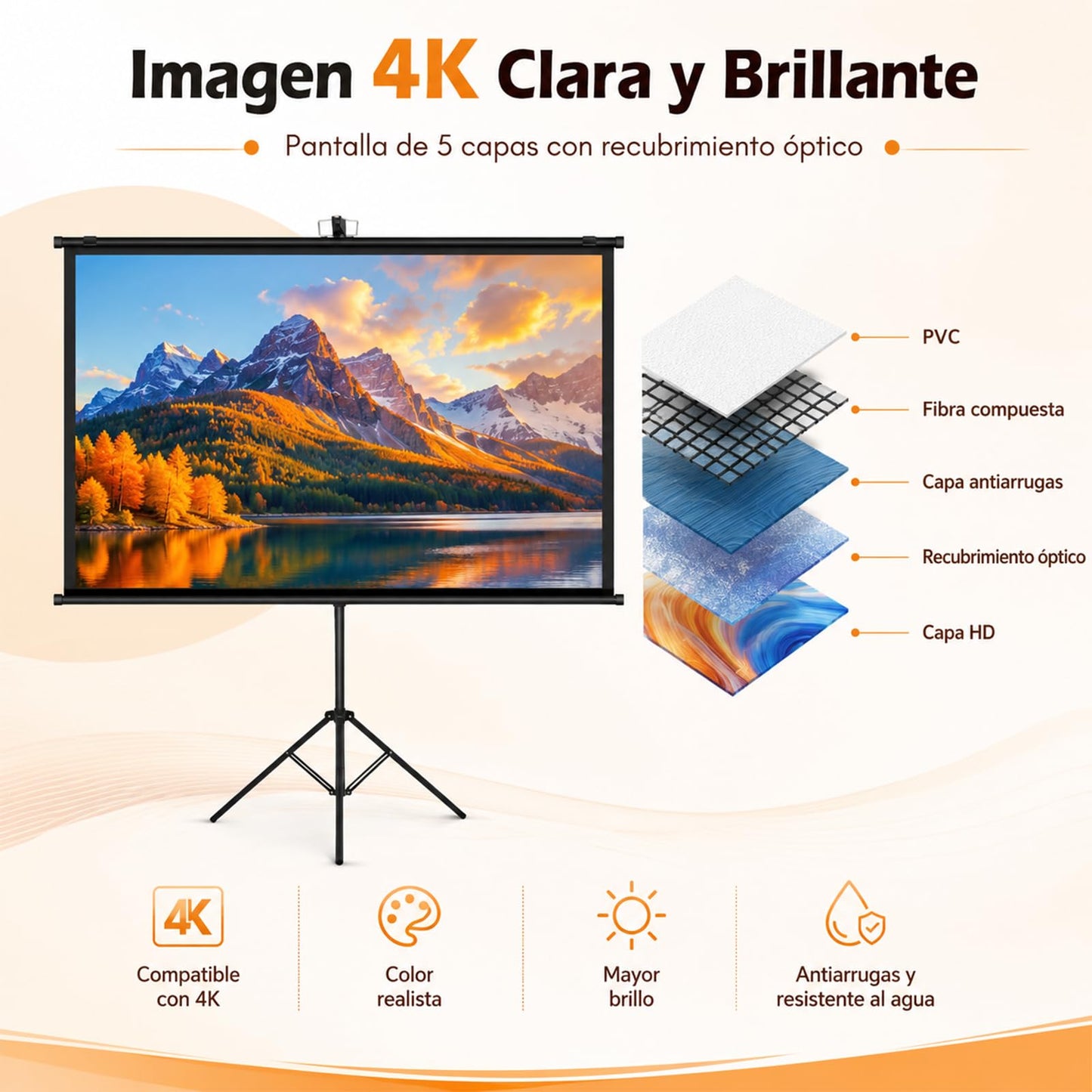 Eorkeki Projection Screen M 1 M Pantalla Proyector Pulgadas, Pantalla