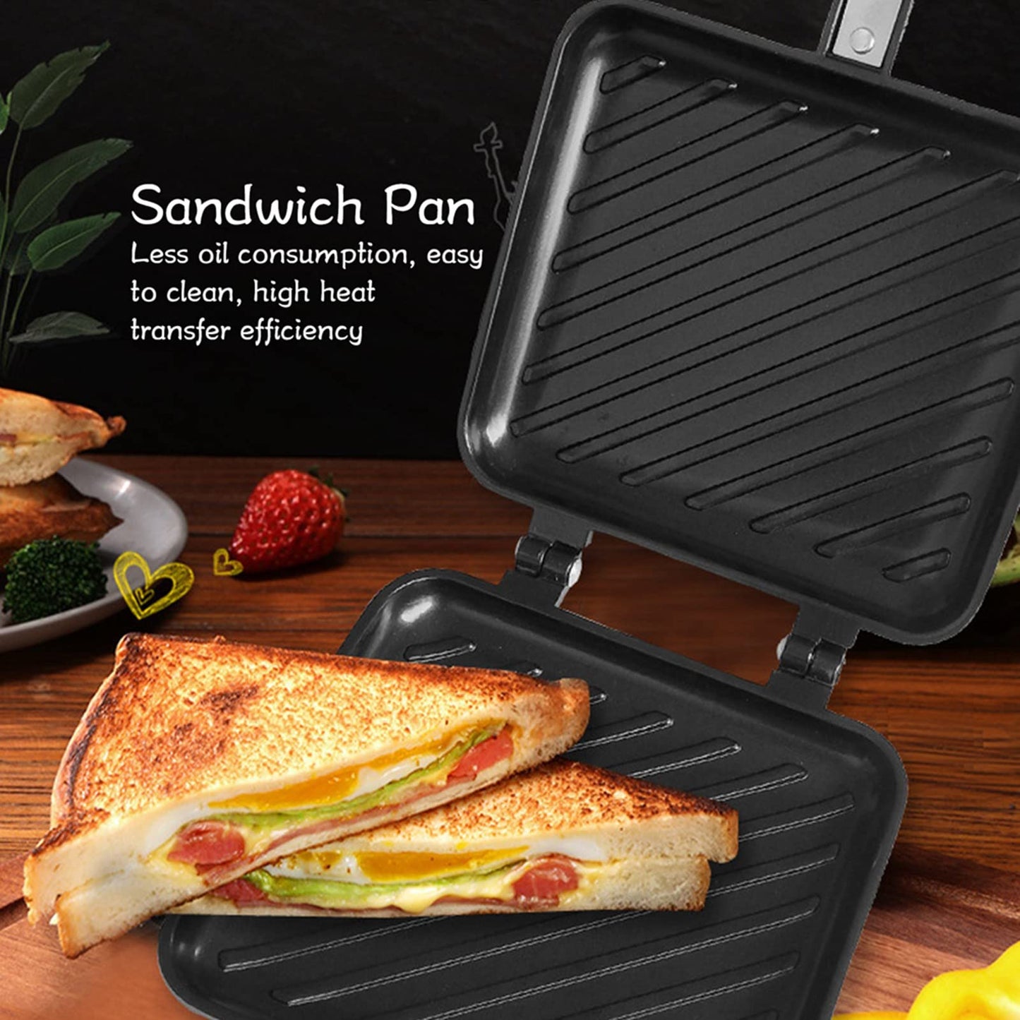CHICIRIS Sandwichera caliente, sandwichera antiadherente, tostadora, sartén, prensa de panini de doble cara, sandwichera, patrón de cuadrícula