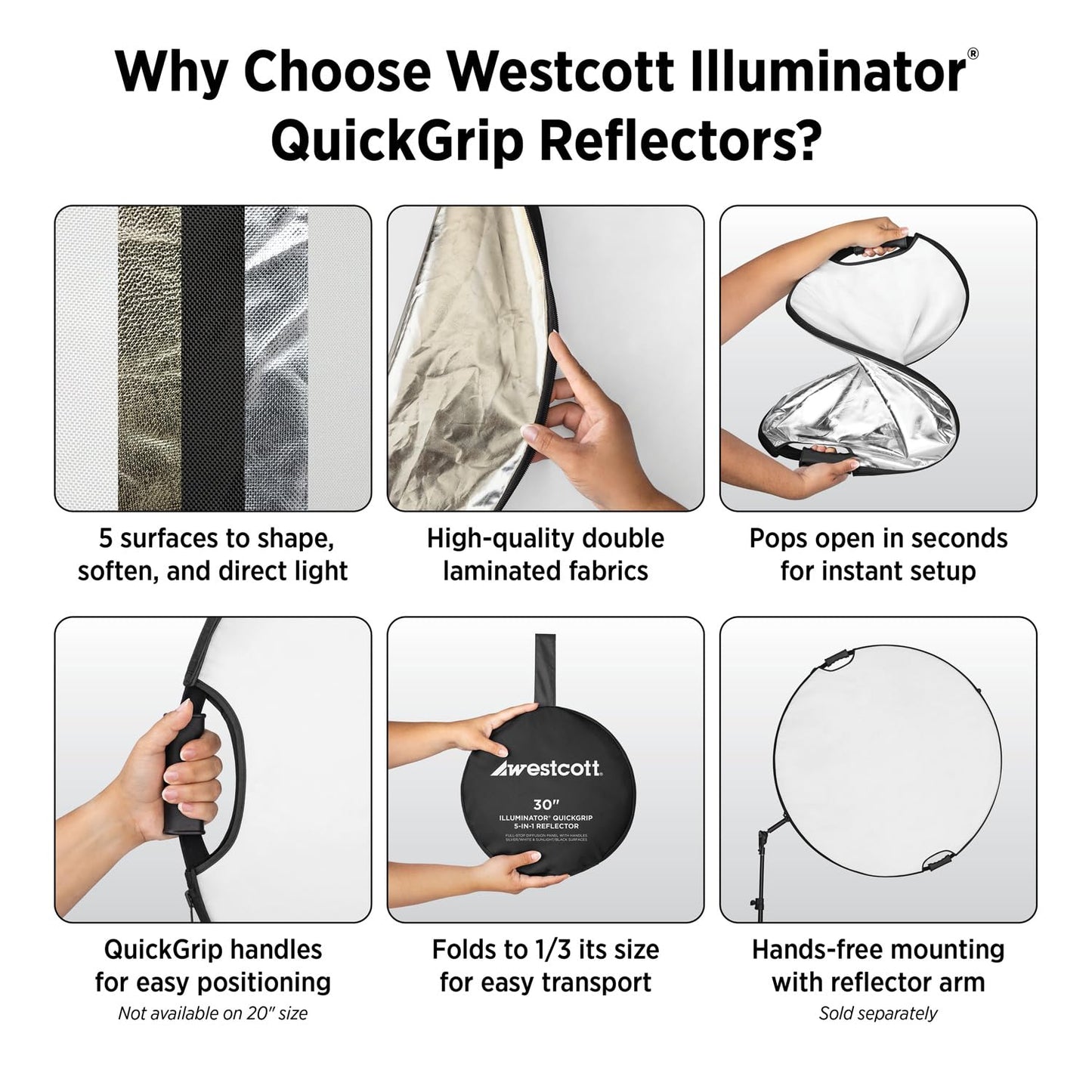 Westcott Reflectores Illumintor Quickgrip 5 en 1 (121,9 X 182,9 Cm)