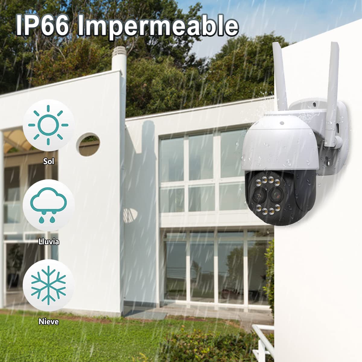 Cámara de Seguridad Exterior EASYTAO 9825G WiFi Lentes Duales Zoom Óptico 8X Visión Nocturna Audio Bidireccional Detección de MOV Compatible con Alexa