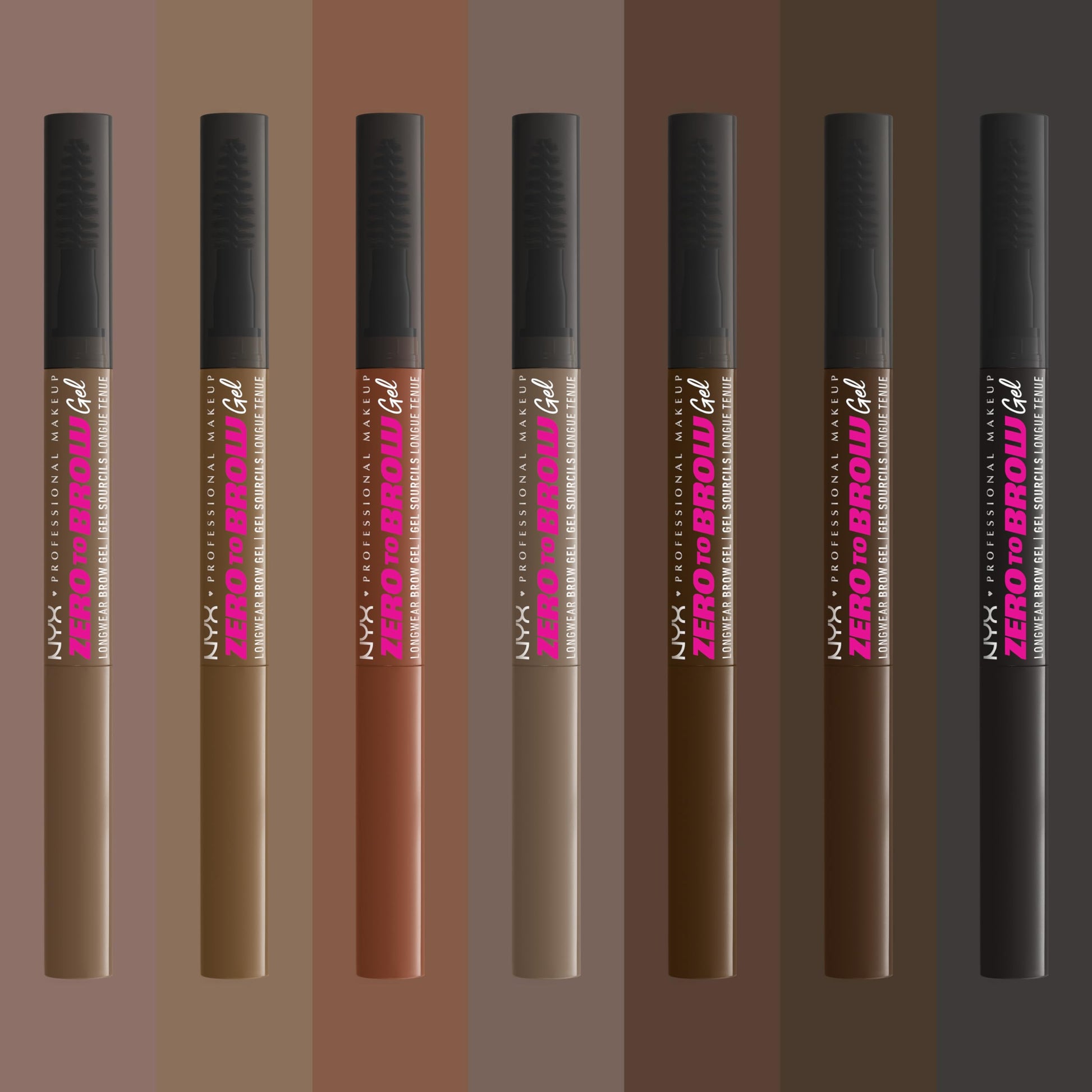 NYX Professional Makeup, Zero To Brow, Gel de Cejas con Color, Tono Black