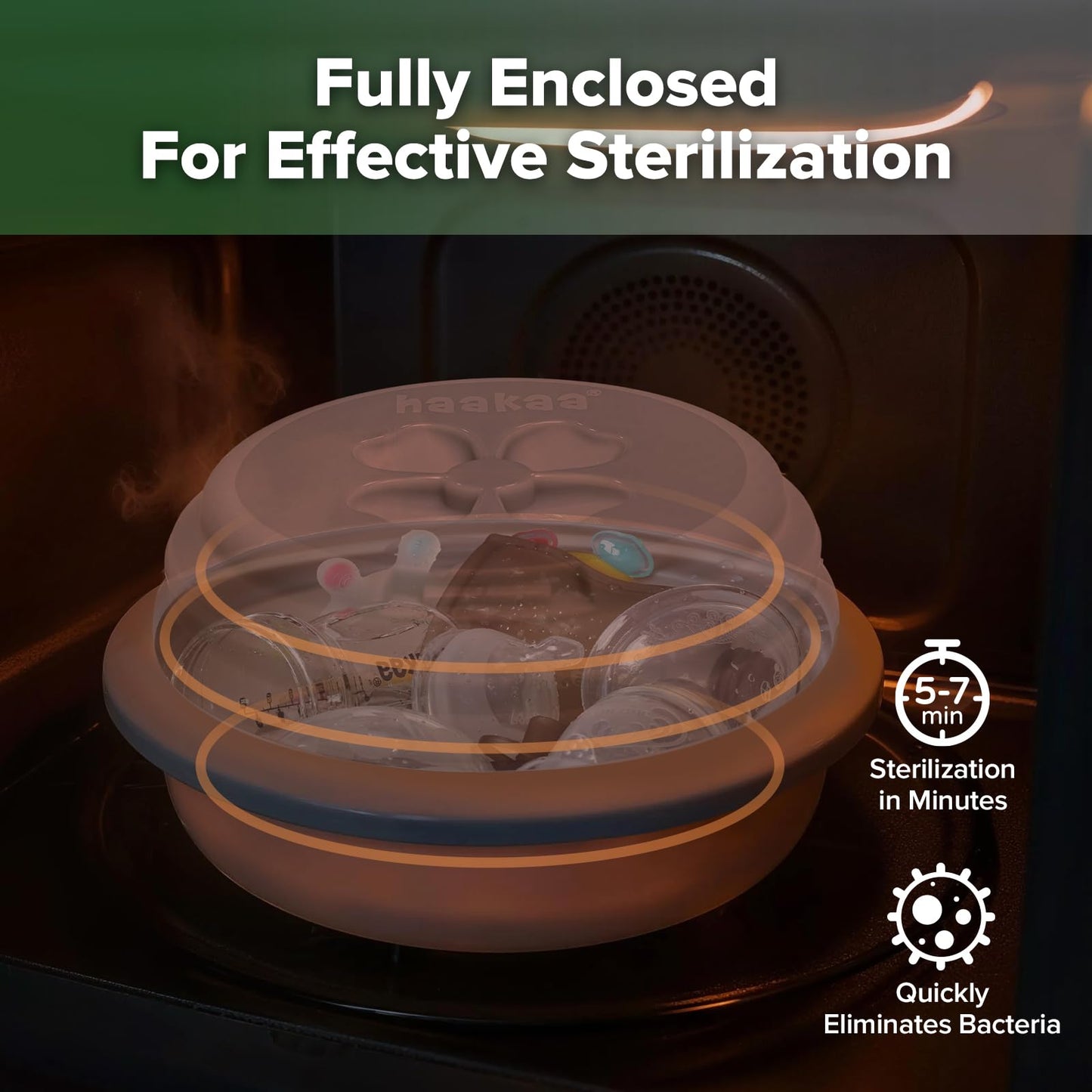 Haakaa Esterilizador y vapor de silicona multiusos para microondas