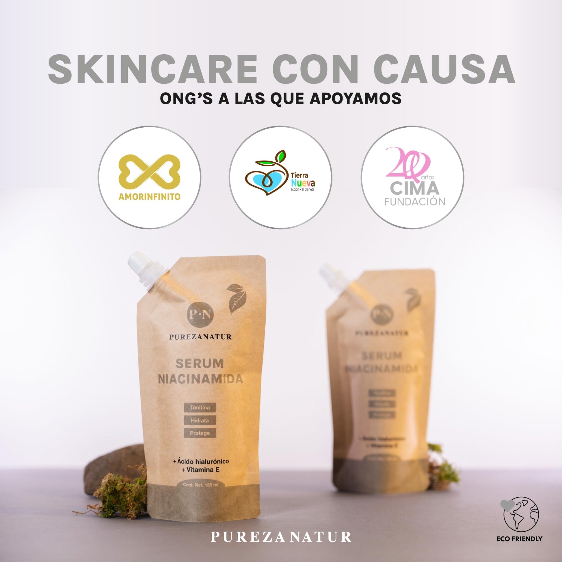 PUREZA NATUR Suero facial Niacinamida B3, Vitamina E y Acido hialurónico 50ml | Serum Niacinamide para todos tipos de piel skin barrier hidratante, antioxidante potente reductor de ojeras y líneas de expresión (Refill 125ml)