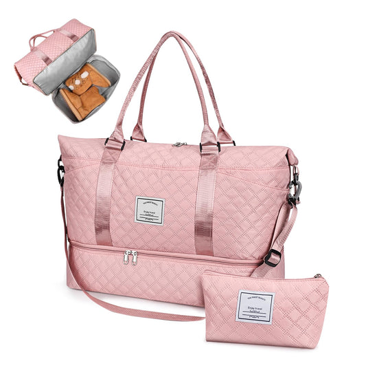 Bolsa de Deporte, Bolsa de Viaje Con Compartimento Para Zapatos y Neceser, Compartimentos Húmedo y Seco, Gran Capacidad, Resistente al Agua (rosa)