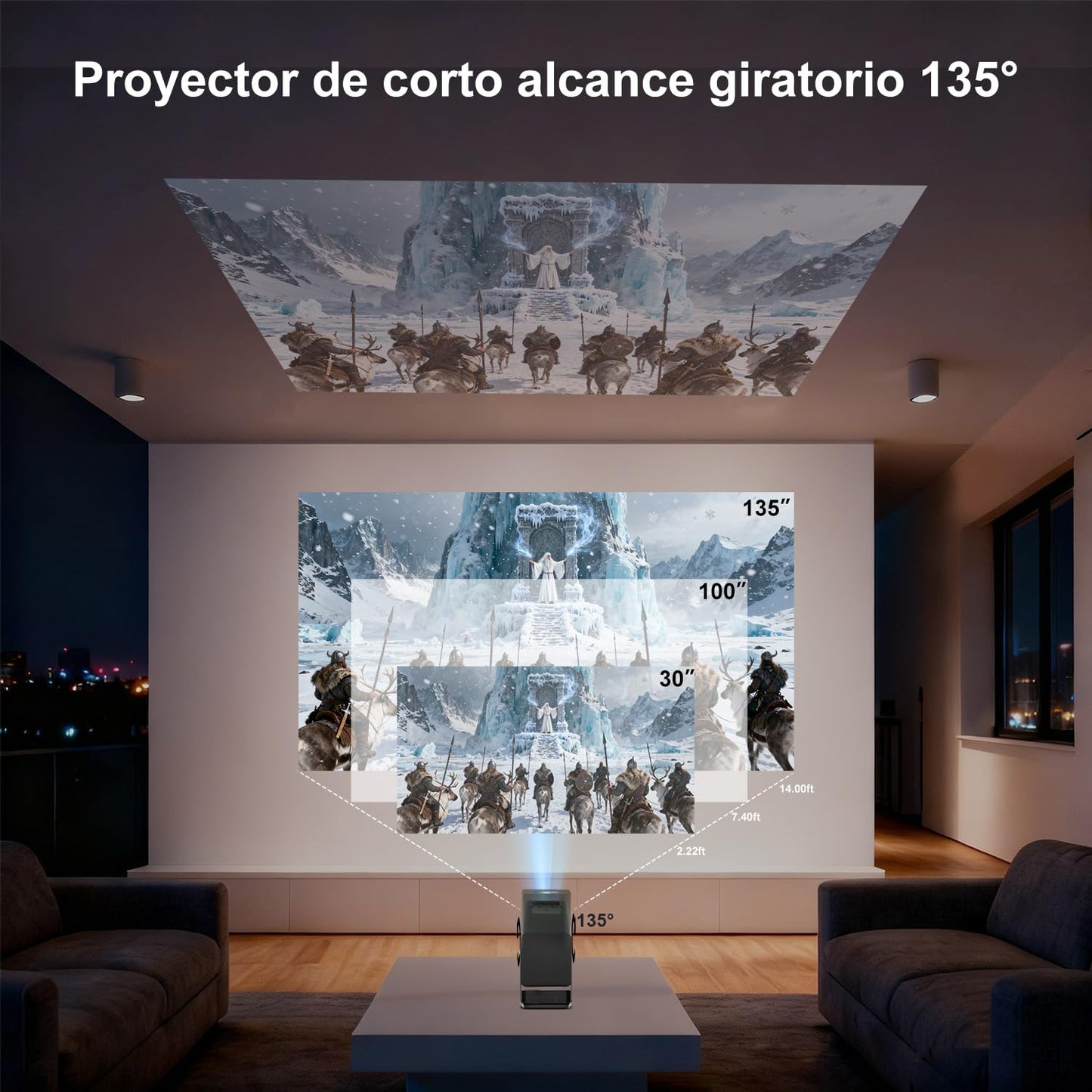 Mini proyectors, proyector portátil 4K, proyector de película Full HD 1080P para Exteriores con WiFi6 y Bluetooth, Enfoque automático con proyector de Aplicaciones Integrado, Compatible con HDMI/USB