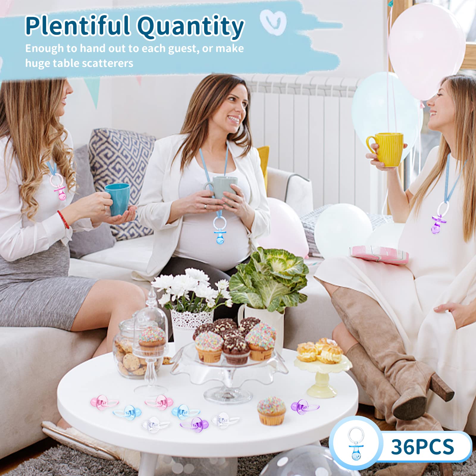 Chupetes Acrílicos XINHUIDALSQ Azul 36 Piezas para Juego de Baby Shower