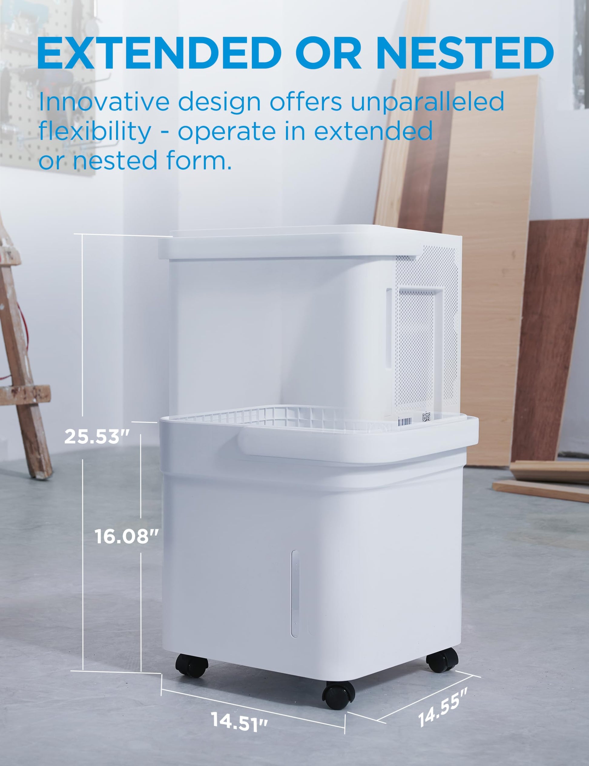 Deshumidificador Midea Cube Blanco con Control Inteligente Compatible con Alexa para Sótano y Habitaciones de hasta 4.500 Metros Cuadrados.