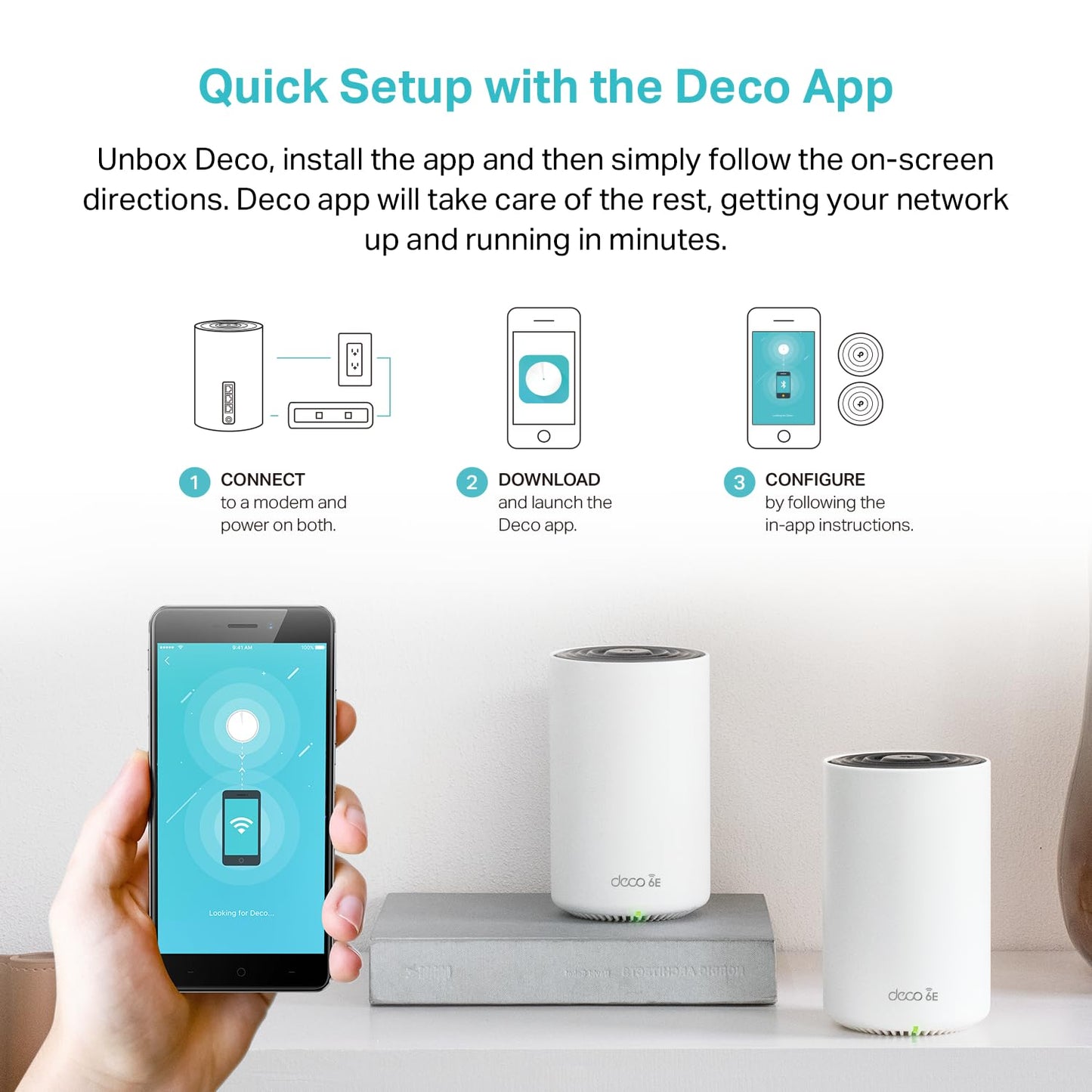TP-Link Deco WiFi 6E Mesh AXE5400 para Todo el hogar, Nueva Banda de 6GHz, Baja latencia sin interferencia, AI Driven Mesh Que reemplazan los Extensores de Rango con el Deco XE75(3-Pack)