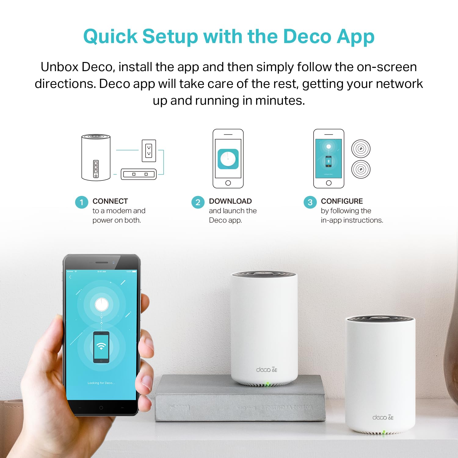 TP-Link Deco WiFi 6E Mesh AXE5400 para Todo el hogar, Nueva Banda de 6GHz, Baja latencia sin interferencia, AI Driven Mesh Que reemplazan los Extensores de Rango con el Deco XE75(3-Pack)