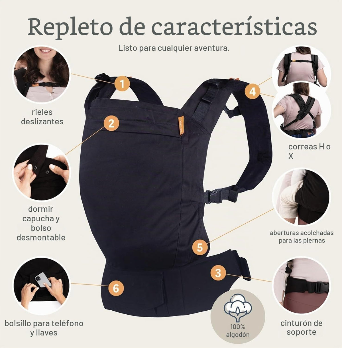 Beco Mochila porta bebés y porta bebés para niños (24-48 meses) - 100% Algodón Portador para niños pequeños, ligero y transpirable, amigable con la cadera con 2 posiciones de porte: porte frontal y