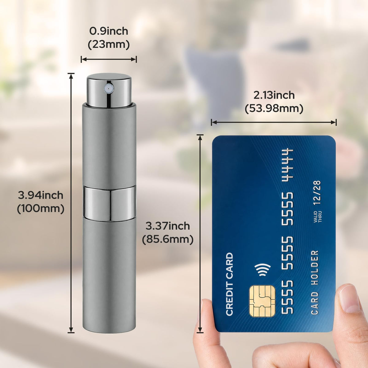 LISAPACK Botella atomizadora de perfume de 8 ml para viajes, dispensador de colonia recargable vacía, pulverizador portátil (gris)