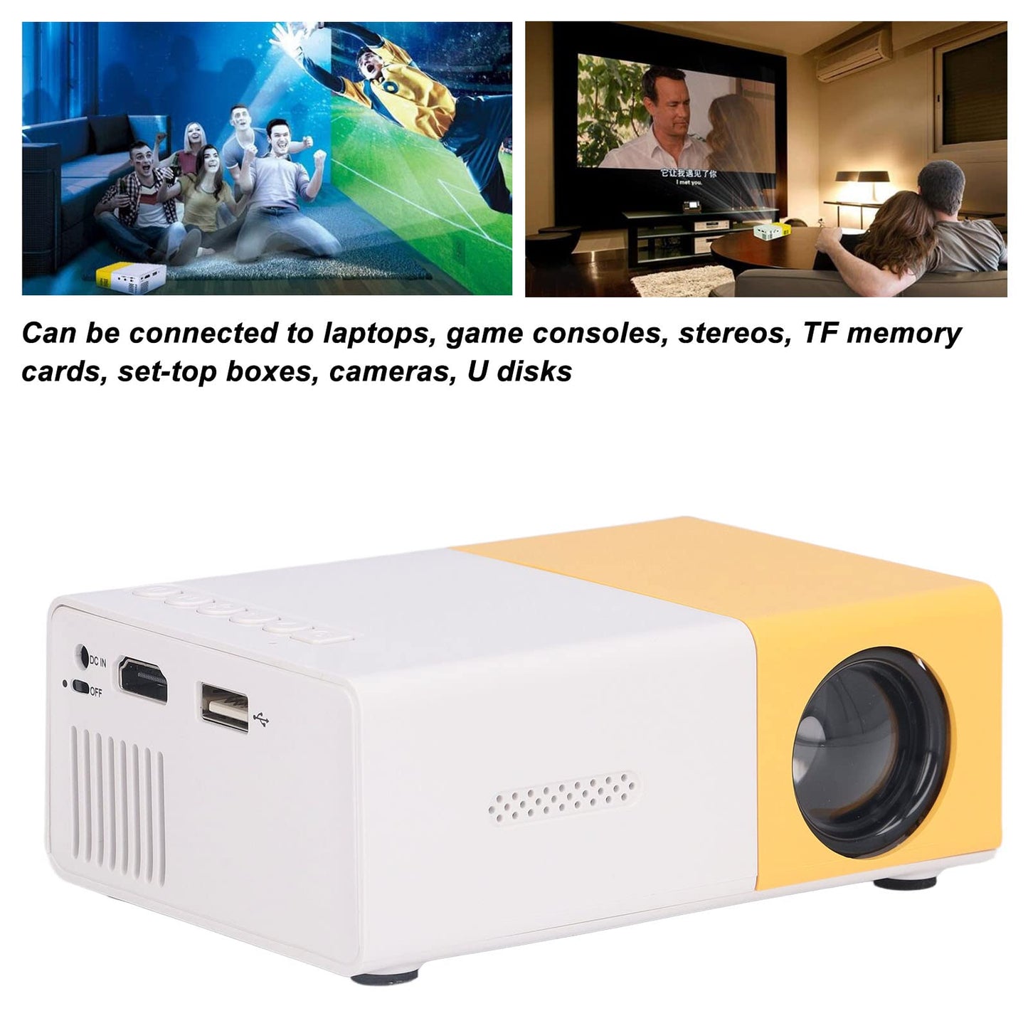 Mini Proyector Portátil, Proyector de Cine Digital, Pantalla Grande de 24 a 60 Pulgadas, Resolución 1920x1080, Proyector de Vídeo Inteligente para el Cine en Casa Película al Aire Libre(#1)