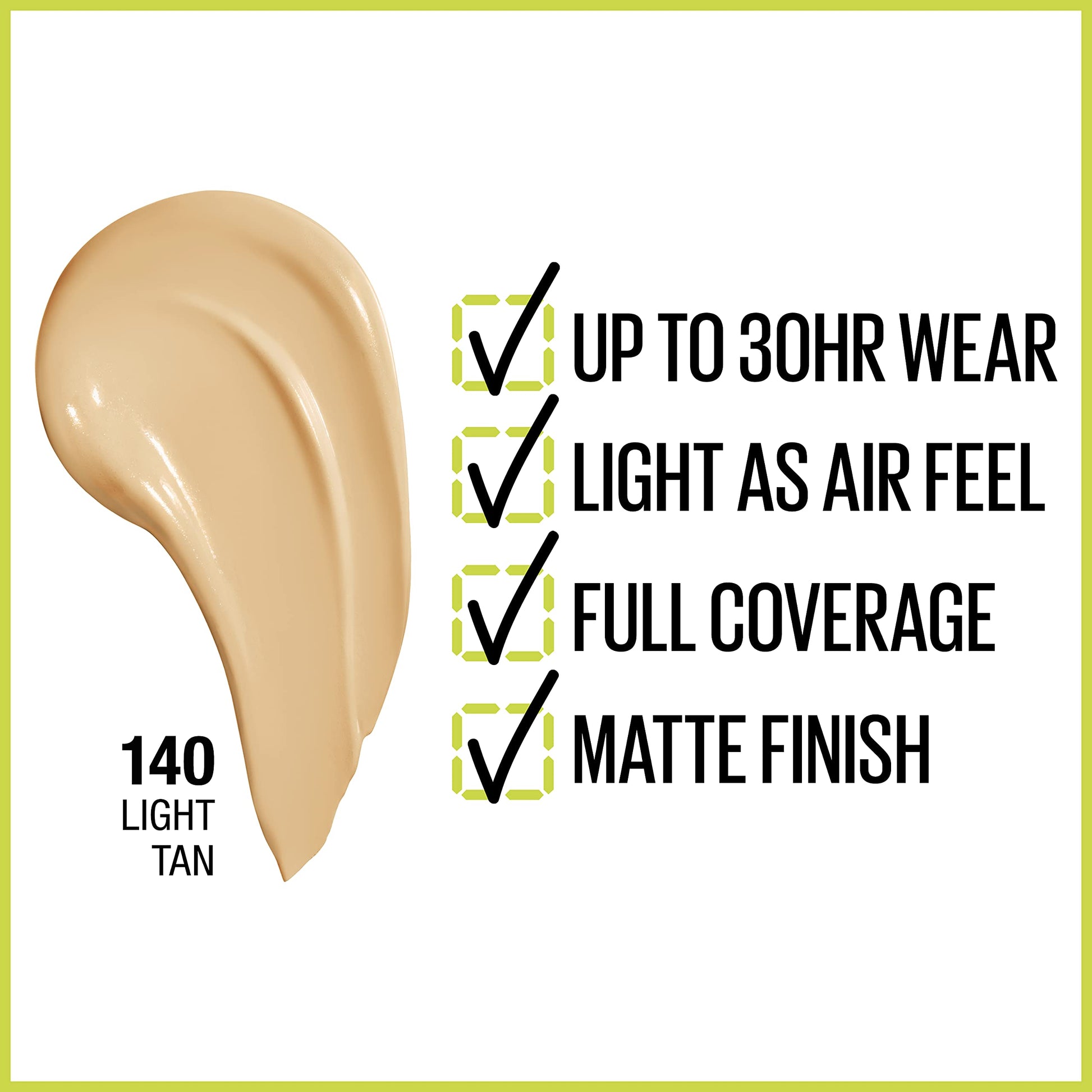 Maybelline Base de Maquillaje Larga Duracion, Superstay Full Coverage, Tono 140 Light Tan