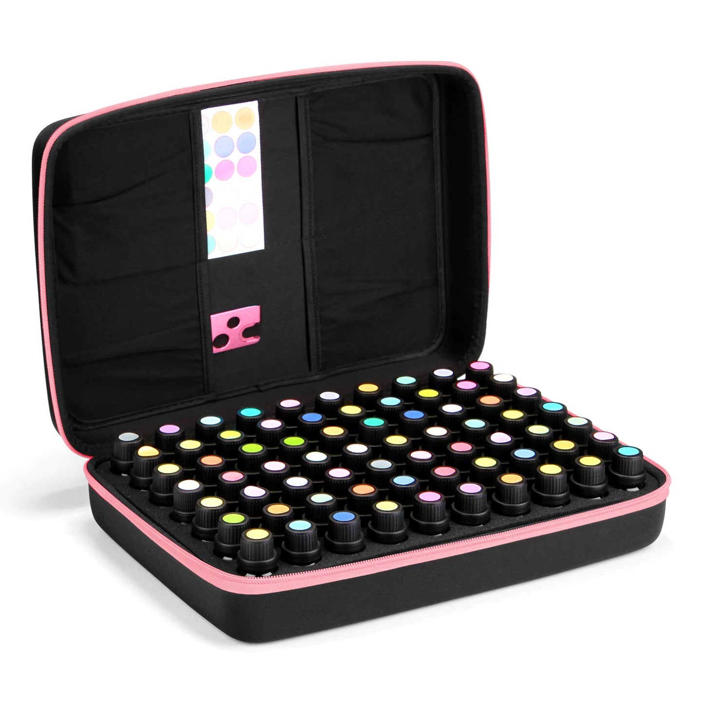 FITANTE Caja de Aceite Esencials, Almacenamiento de Aceites Esenciales, 70 Botellas EVA Concha Dura Aceite Esencial Funda de Transporte Contenedor Cajas de Almacenamiento para 5ml 10 ml 15 ml-Rosa