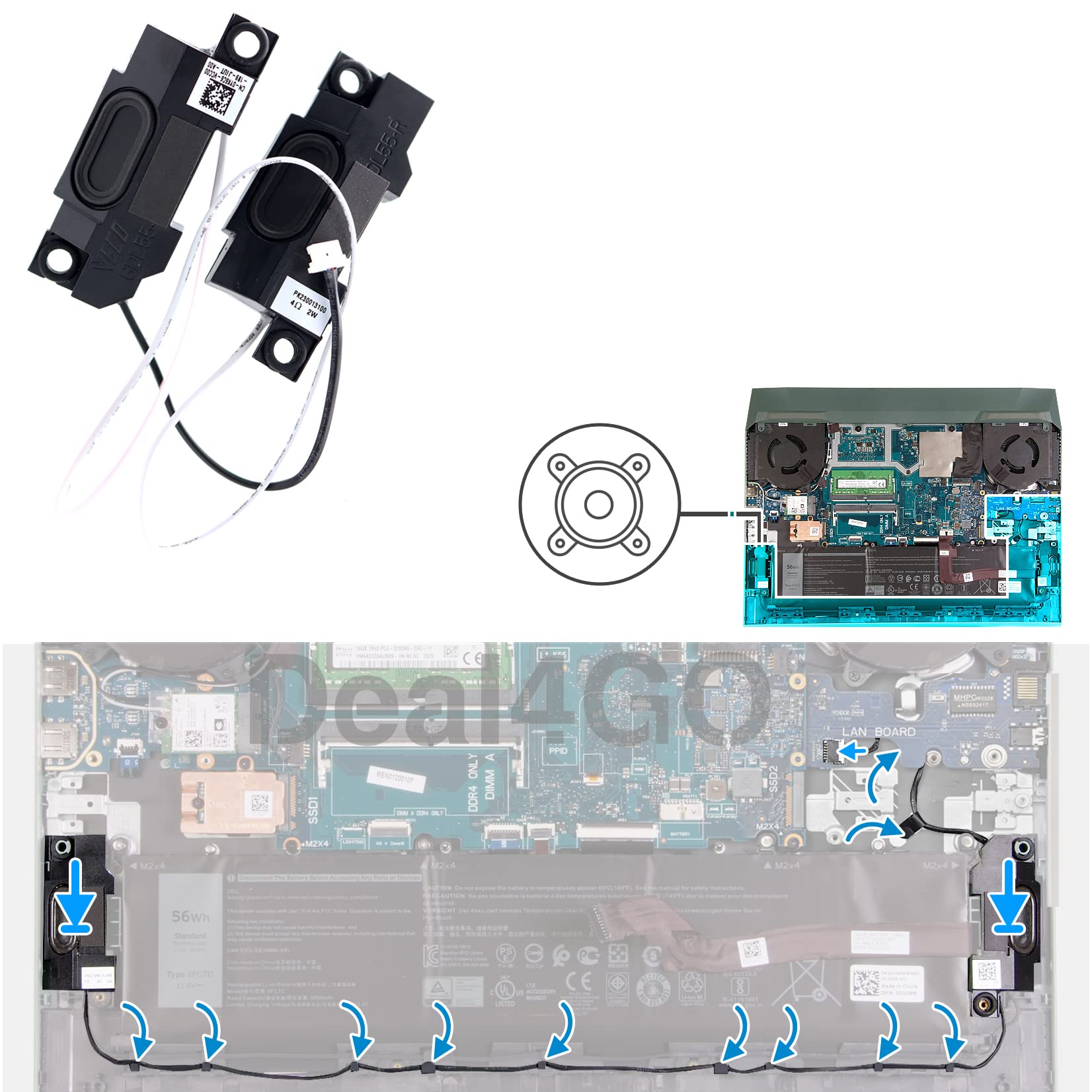 Deal4GO - Altavoz interno izquierdo y derecho YK6C6 0YK6C6 de repuesto para laptop Dell G15 Gaming 5510 5511 5515 Rayzen Edition