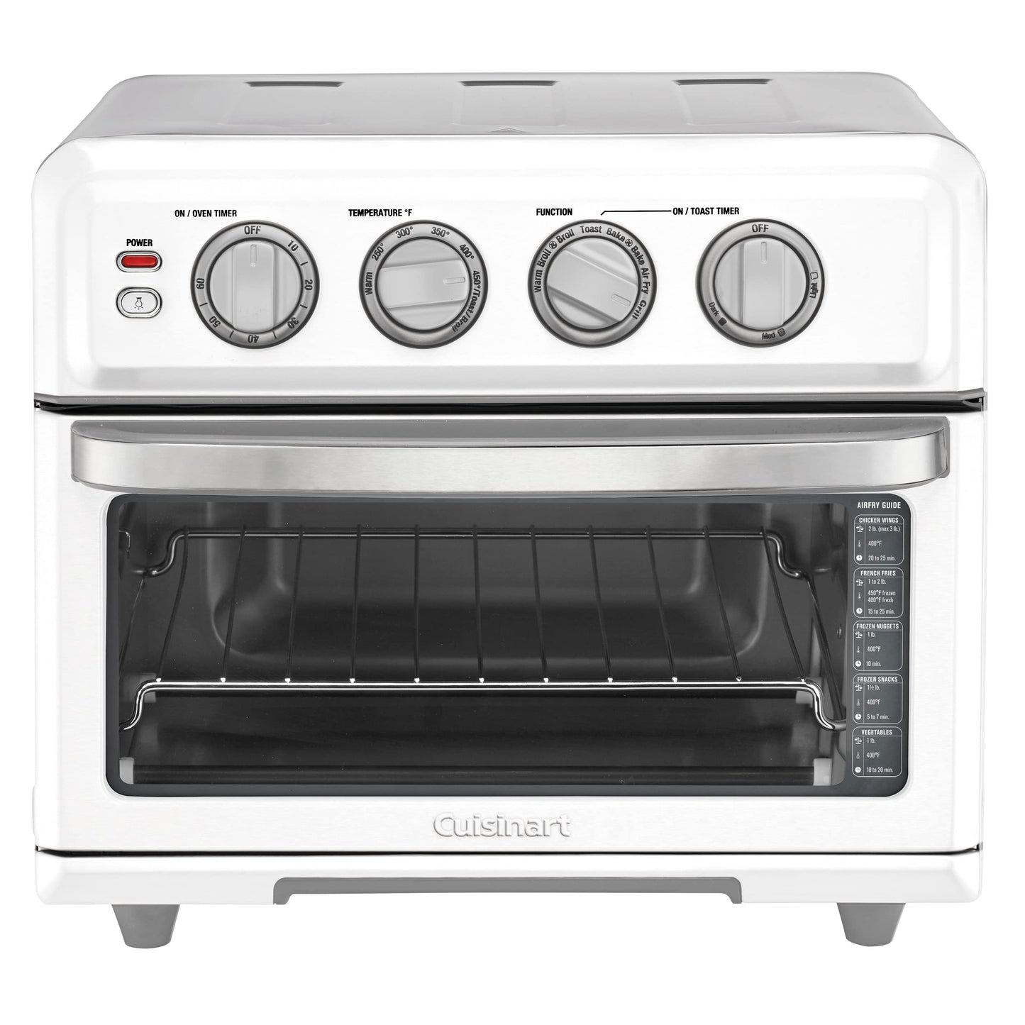 Cuisinart Freidora de aire + horno tostador de convección, horno 8-1 con horno, parrilla, asador y opciones calientes, blanco, TOA-70W