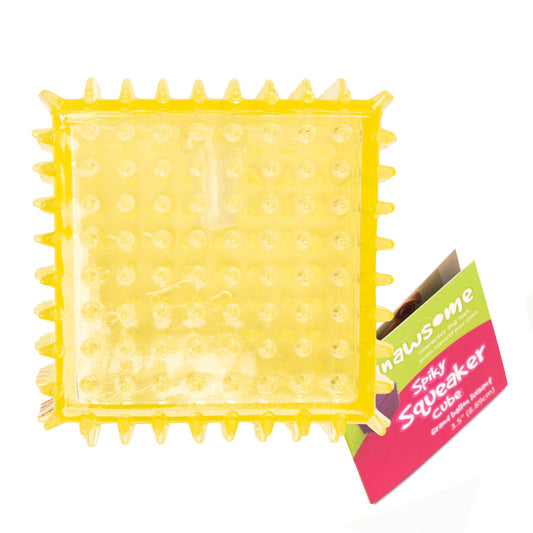 Gnawsome Juguete para Perro Spiky Squeaker Cube – Promueve la Salud Dental y de Las encías para tu Mascota, los Colores variarán, número de Modelo: 10113