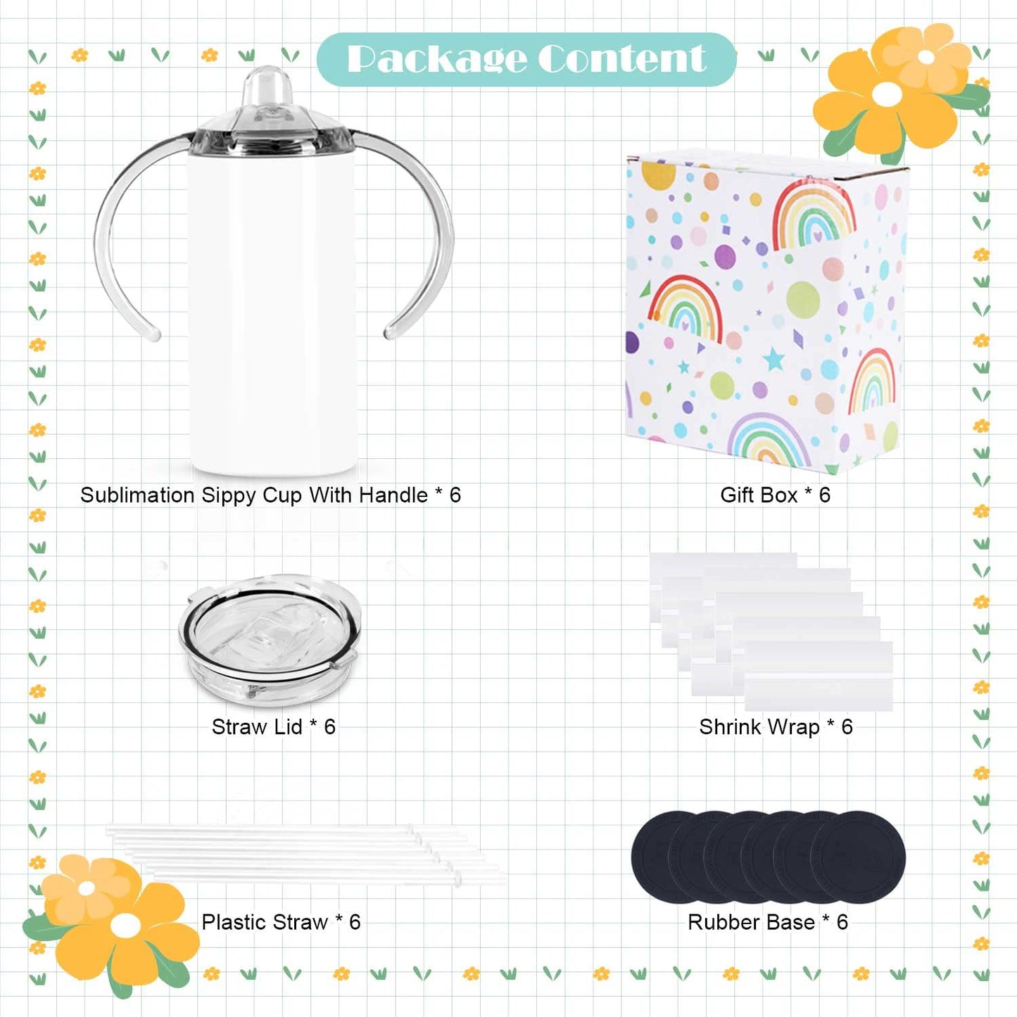 Wzaytia - Vaso para sublimación de 12 onzas, paquete de 6, vasos para bebidas de sublimación para niños, botella de agua Todder de acero inoxidable