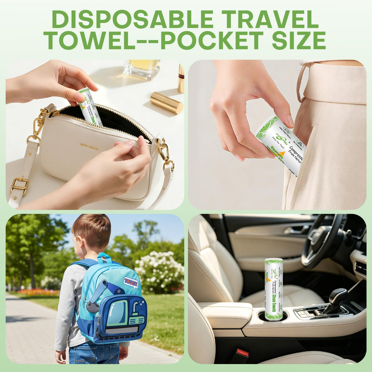 Fancyou Toalla Facial Desechable Comprimida Toallitas Desmaquillantes - Mini Paños Biodegradables Cara - Wipes Quitar Maquillaje Kit Viaje para Travel Essentials,Belleza Salón(500 Unidad Verde)