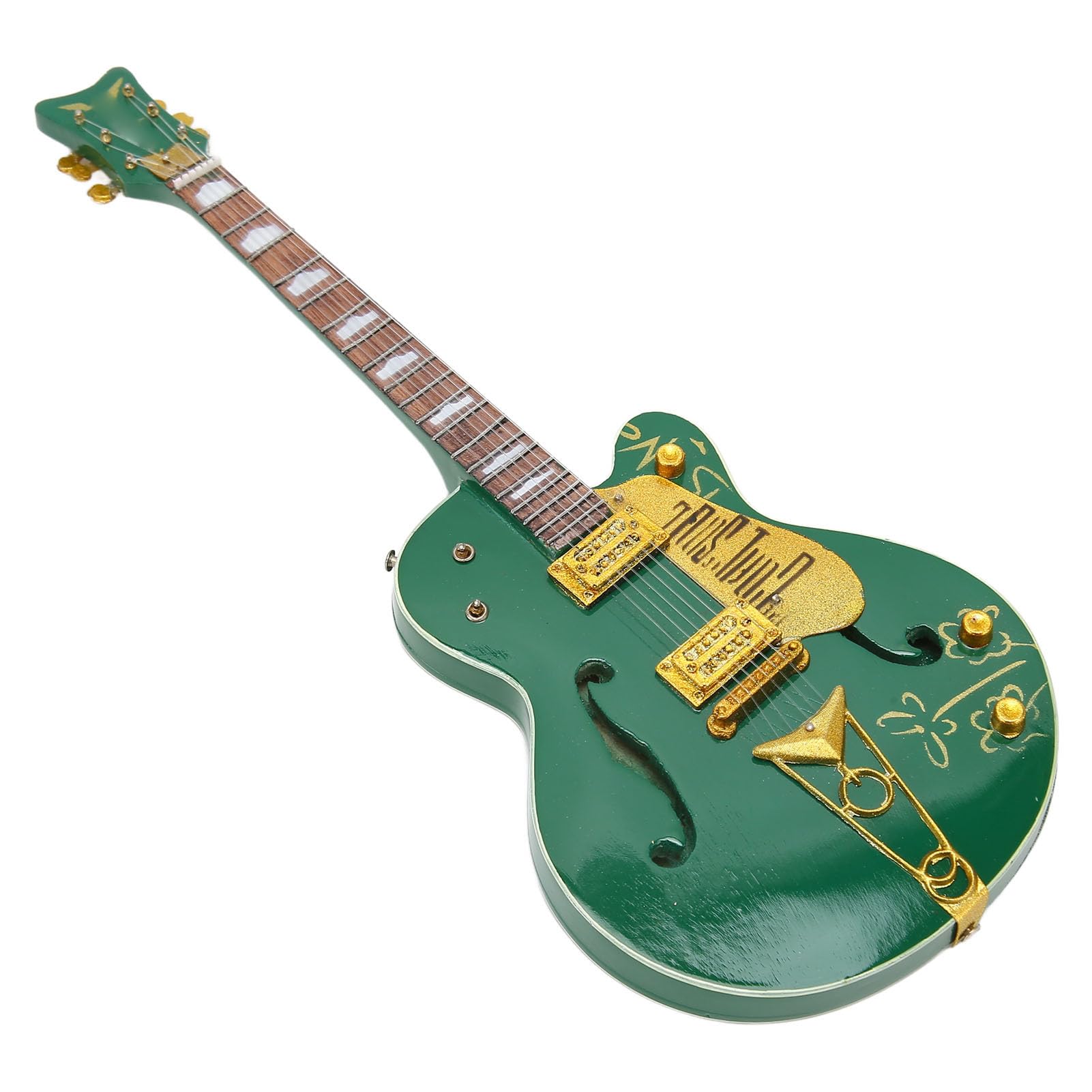 Tyenaza Guitarra Miniatura, Modelo de Guitar de Madera de 10 Pulgadas, Modelo de Guitarras Eléctrica en Miniatura Verde con Soporte y Estuche, Juguete Guitar Acústica Regalo para Niño y Niña