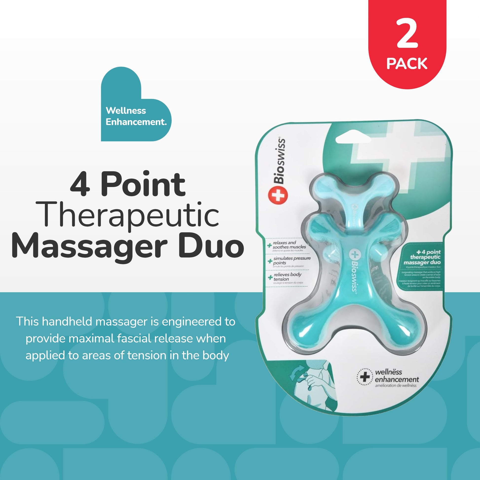 Bioswiss Wellness Relaxing Soother and 4 Point Therapeutic Massager Duo 2 Pack