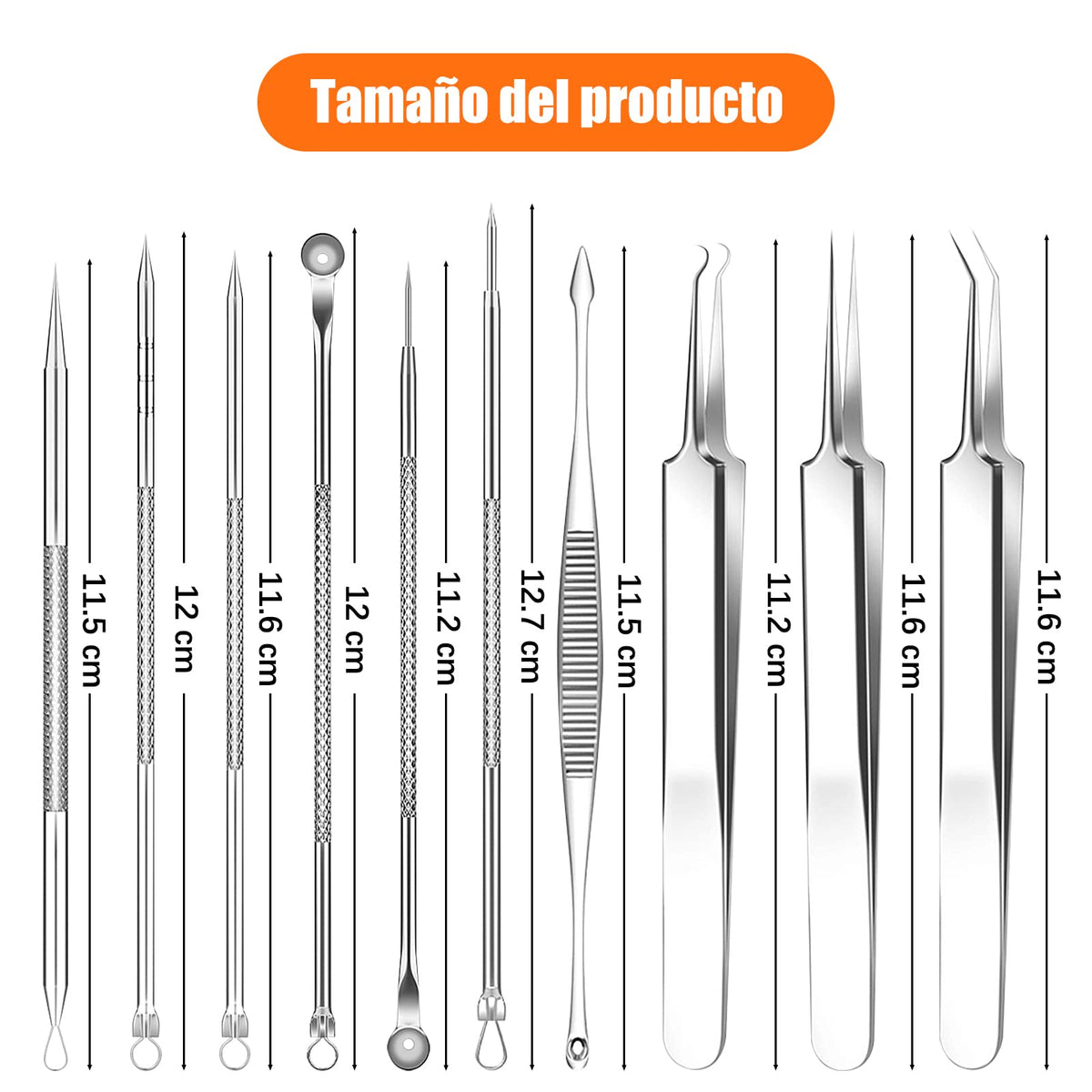 Kit Removedor de Espinillas, 20 Kits de Acero Inoxidable, Hombres y Mujeres