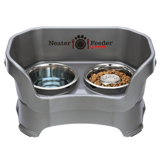 Comedero Neater Feeder Deluxe Gris Gunmetal con Tazón de Alimentación Lenta para Perro Mediano