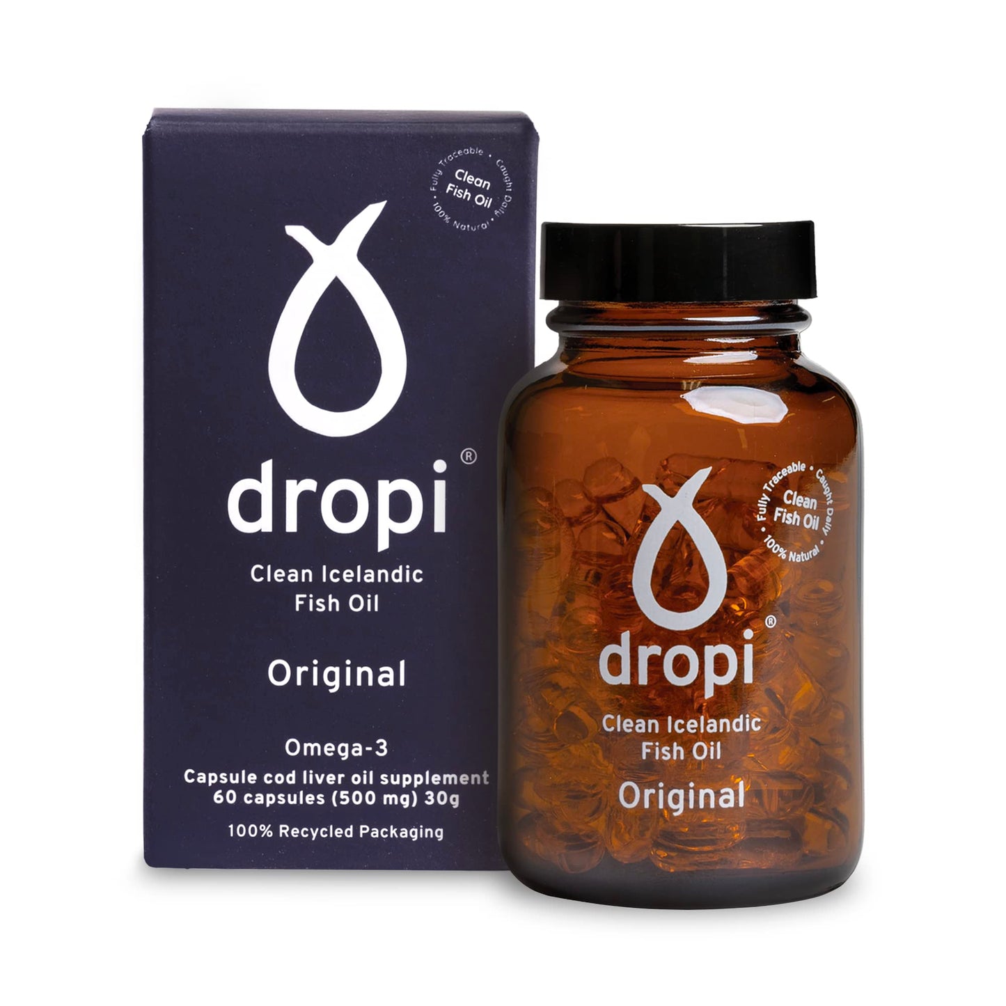 Dropi Pure Icelandic Extra Virgin Cod Liver Oil Capsules - by Dropi