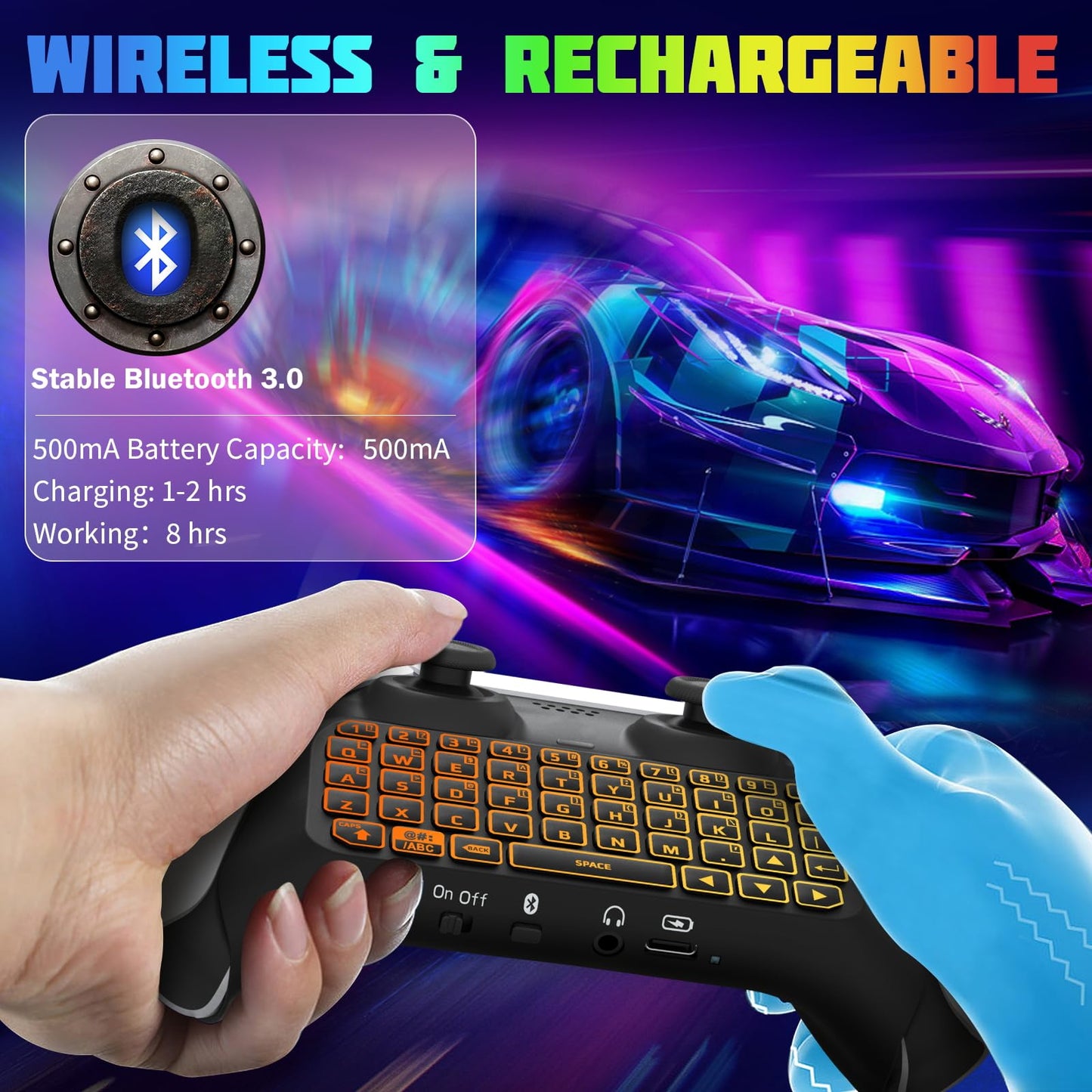 Teclado Inalámbrico TiMOVO Negro Blanco RGB Retroiluminación para PS5