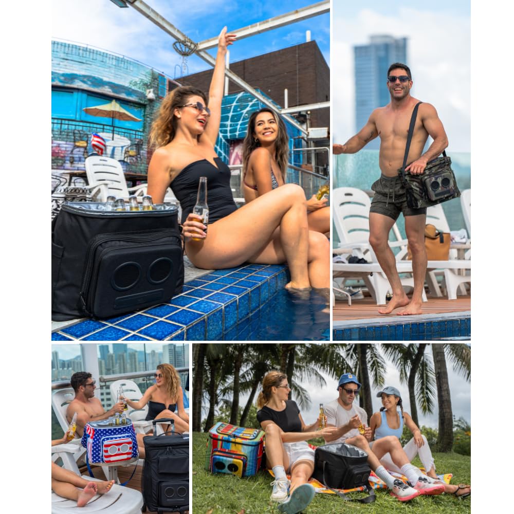 The #1 Cooler with Speakers on Amazon. 15-Watt Bluetooth Speakers & Subwoofer for Parties/Festivals/Boat/Beach. Rechargeable, Works with iPhone & Andr