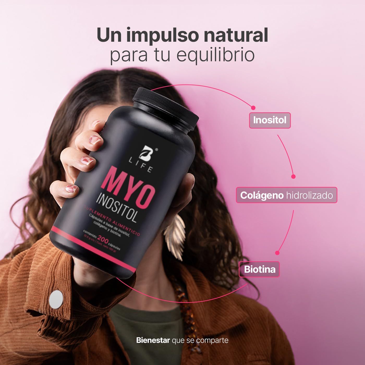 B Life Company | Inositol de 200 Cápsulas de 500 mg. Ingredientes naturales. Myo Inositol.