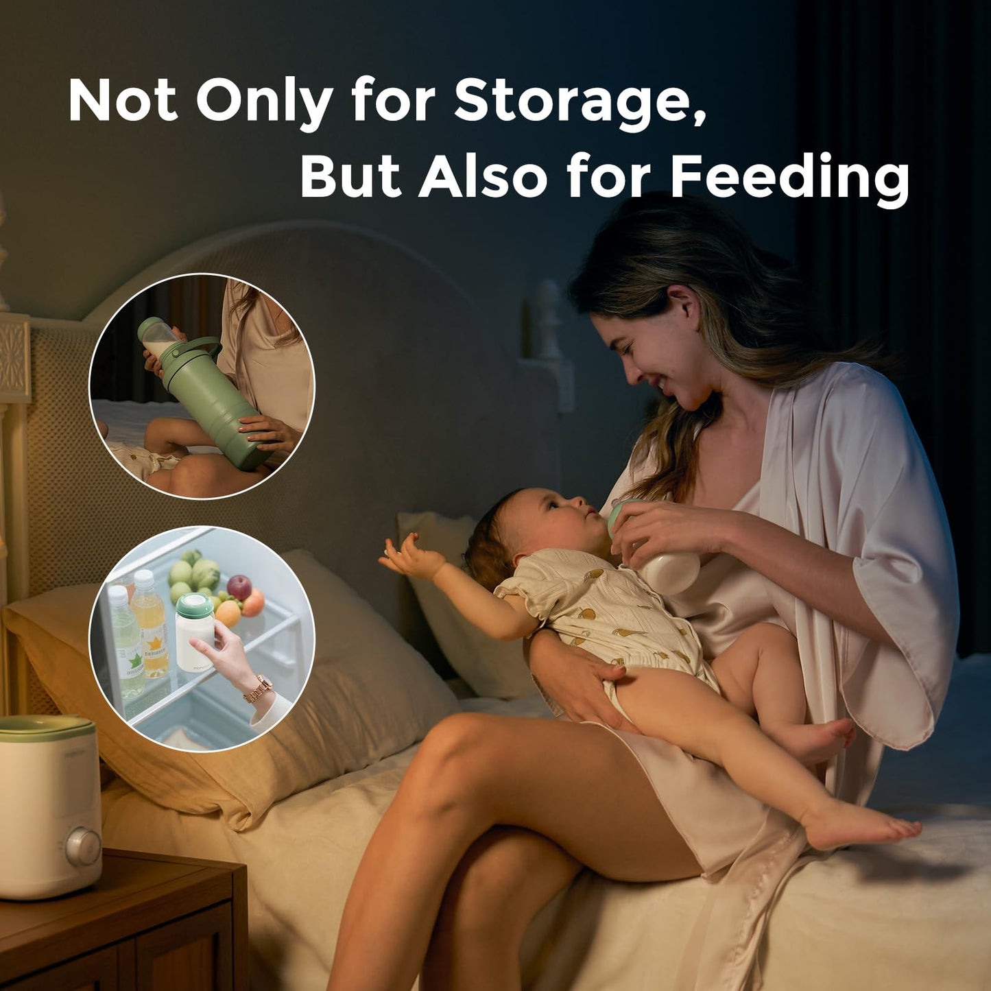 Momcozy Biberón Natural De Boca Ancha, Sin Bpa, Ideal Para Guardar Leche Materna En El Refrigerador Y El Enfriador De Leche, Esencial Para La Lactancia, 283 G (4 Unidades)