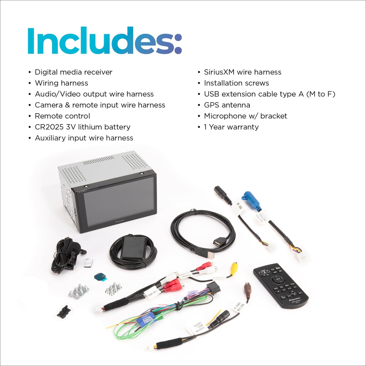 Radio HD Doble DIN Pioneer 6.8 Pulgadas Capacitiva con Apple CarPlay y Android Auto Inalámbrico y Bluetooth para Automóviles