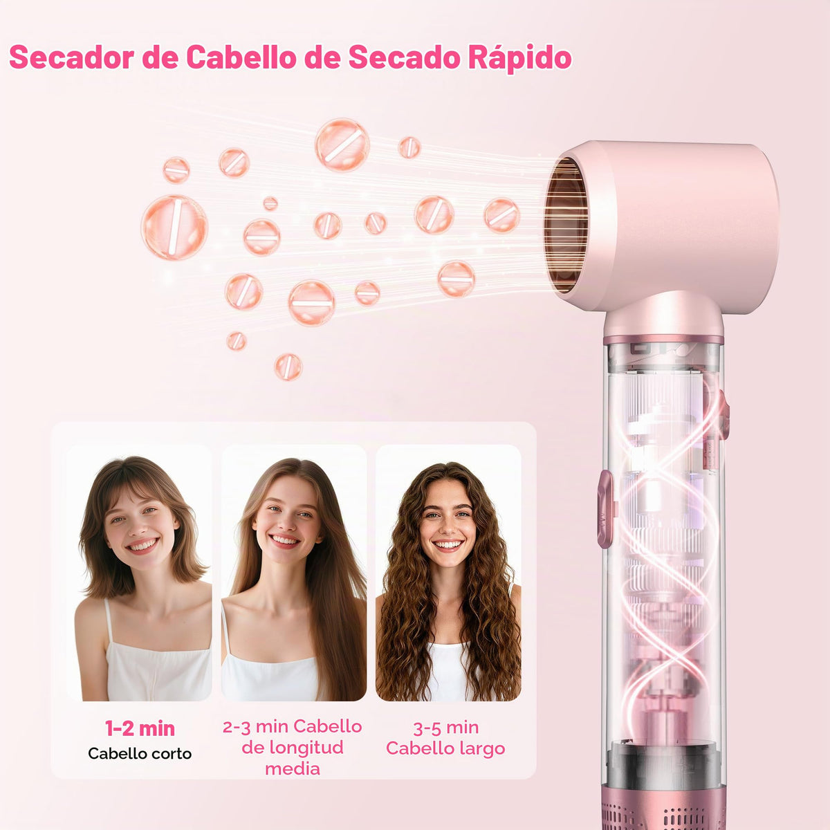 Cepillo Secador de Pelo 5 en 1 Atopskins Negro con Peinado Iónico Automático