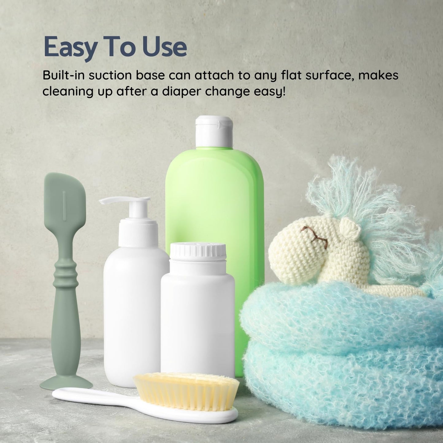 Nothomme Paquetes De Aplicadores De Crema Para Pañales De Silicona Con Base De Succión, Espátula Aplicadora De Crema Para Pañales Para Bebés, Cepillo De Crema Para Pañales De Silicona Suave(Blanco/Sal