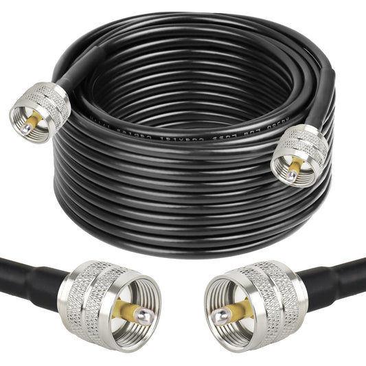 XRDS -RF RG58 Cable Coaxial CB 15.24 m, 50 Ohm con Conectores Macho UHF PL-259 – Cable Coaxial Flexible y Duradero para Radio CB, Radio Ham, Antena, Medidor SWR, SDR