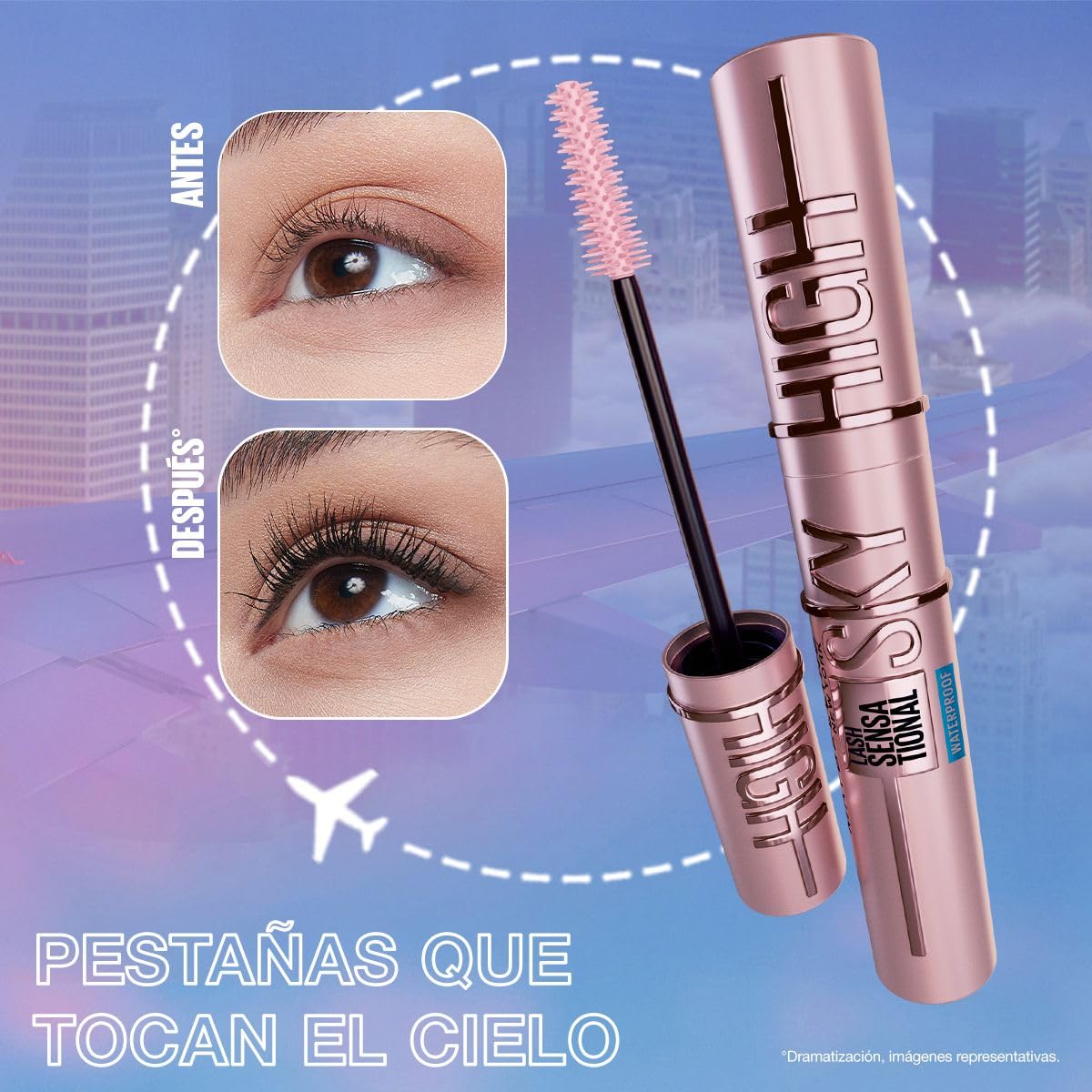 MAYBELLINE Mascara de Pestañas Sky High Alargadora a Prueba de Agua 6ml