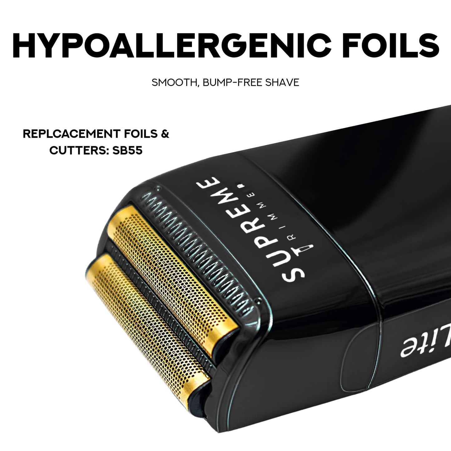 SUPREME TRIMMER - Afeitadora de papel de aluminio STF600 (60 min de tiempo de ejecución) Pro Barber Electric Razor Cald Head - Black Crunch Lite