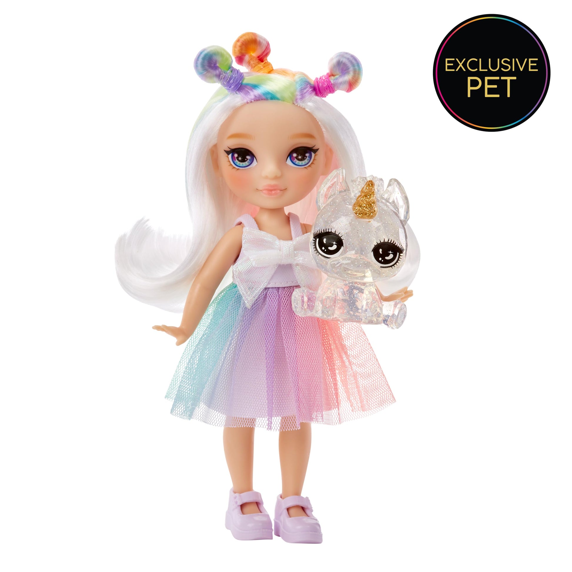 Muñeca de Moda Rainbow High Opal Raine Arco Iris Articulable con Bolso y Unicornio para Niños y Coleccionistas