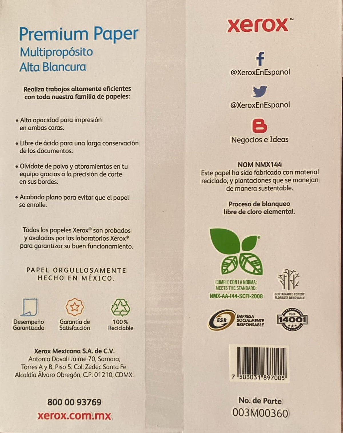 Papel Bond Xerox Blanco Tamaño Carta Caja 5000 Hojas