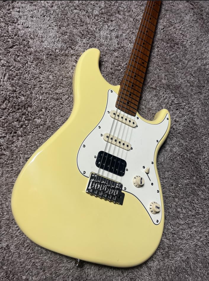 Jet Guitars JS400 VYW Strat Guitarra, pastillas HSS Alnico, cuerpo de madera de tilo maciza, cuello de arce tostado, trémolo de 2 puntos