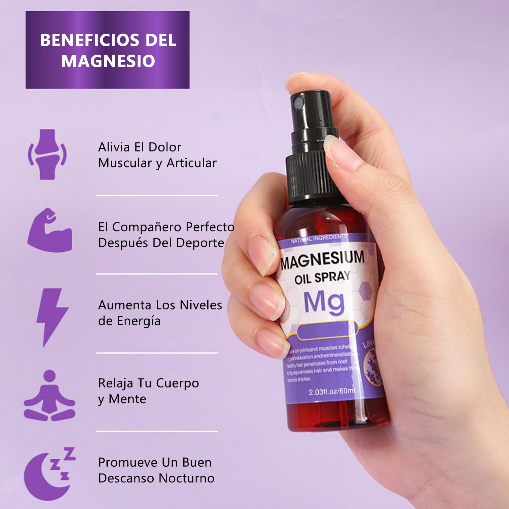 Magnesium oil spray body relax lavanda mejora del sueño alivio del dolor muscular magnesium oil body spray