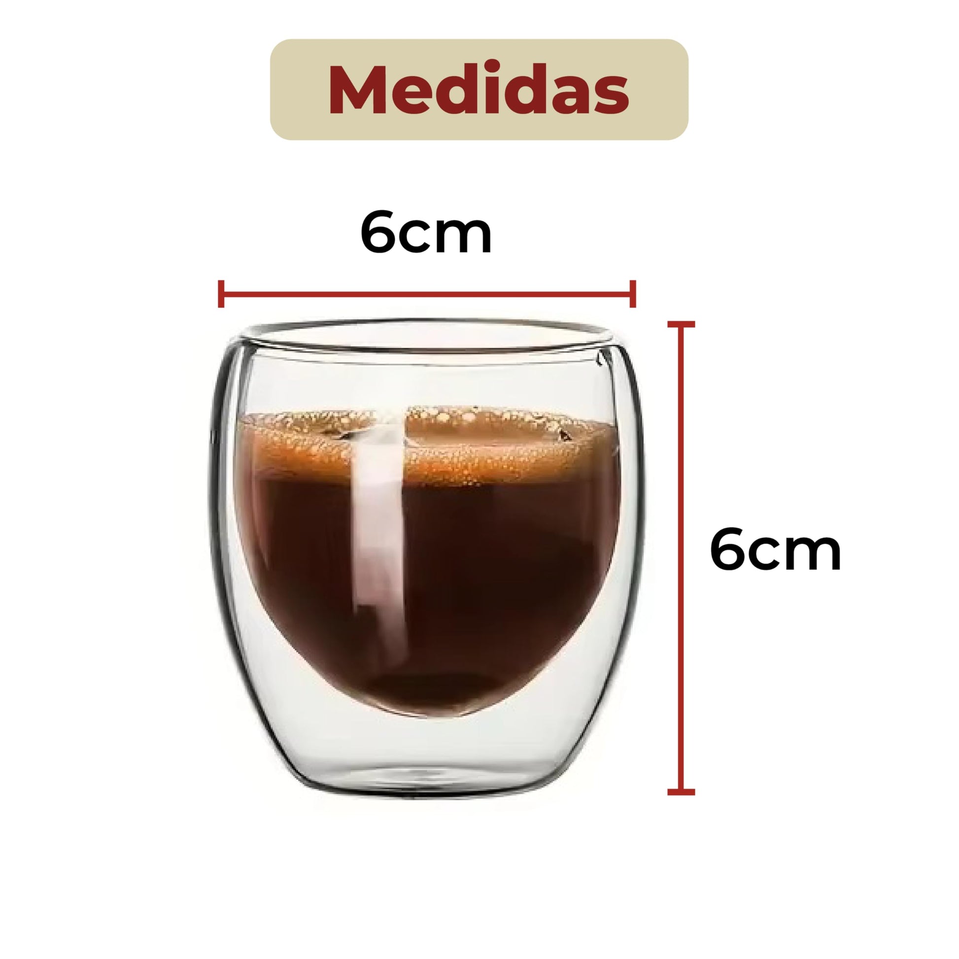 Juego de Tazas de Vidrio Doble Pared Mebix Transparente con Aislamiento Térmico para Café Espresso
