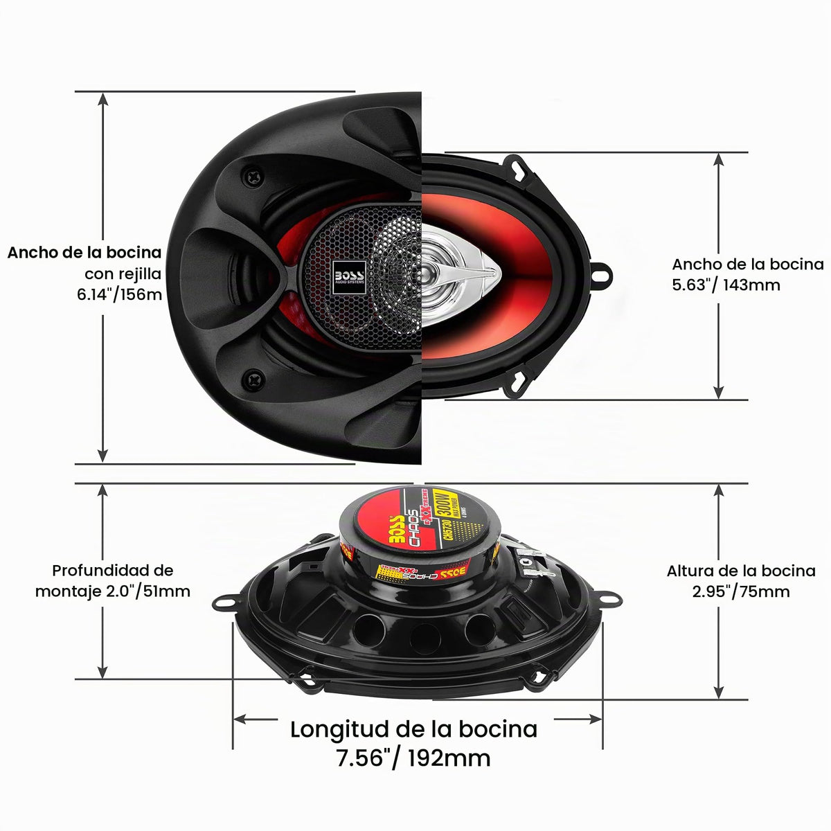 Altavoces de Coche BOSS Audio CH5720 5x7 Pulgadas de Alto Rendimiento 225 Vatios 2 Vías