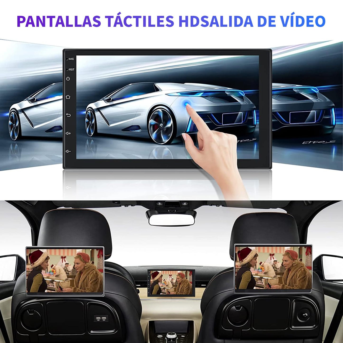 FINYQBET Autoestereos para Carro de Android 11 de 9210S,Estéreo para Pantalla Carplay para Auto con Android Auto,Pantalla HD Mirrorlink,FM,GPS,Bluetooth y más